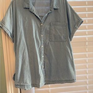 a.n.a Light Blue Short Sleeve Button-Up Shirt